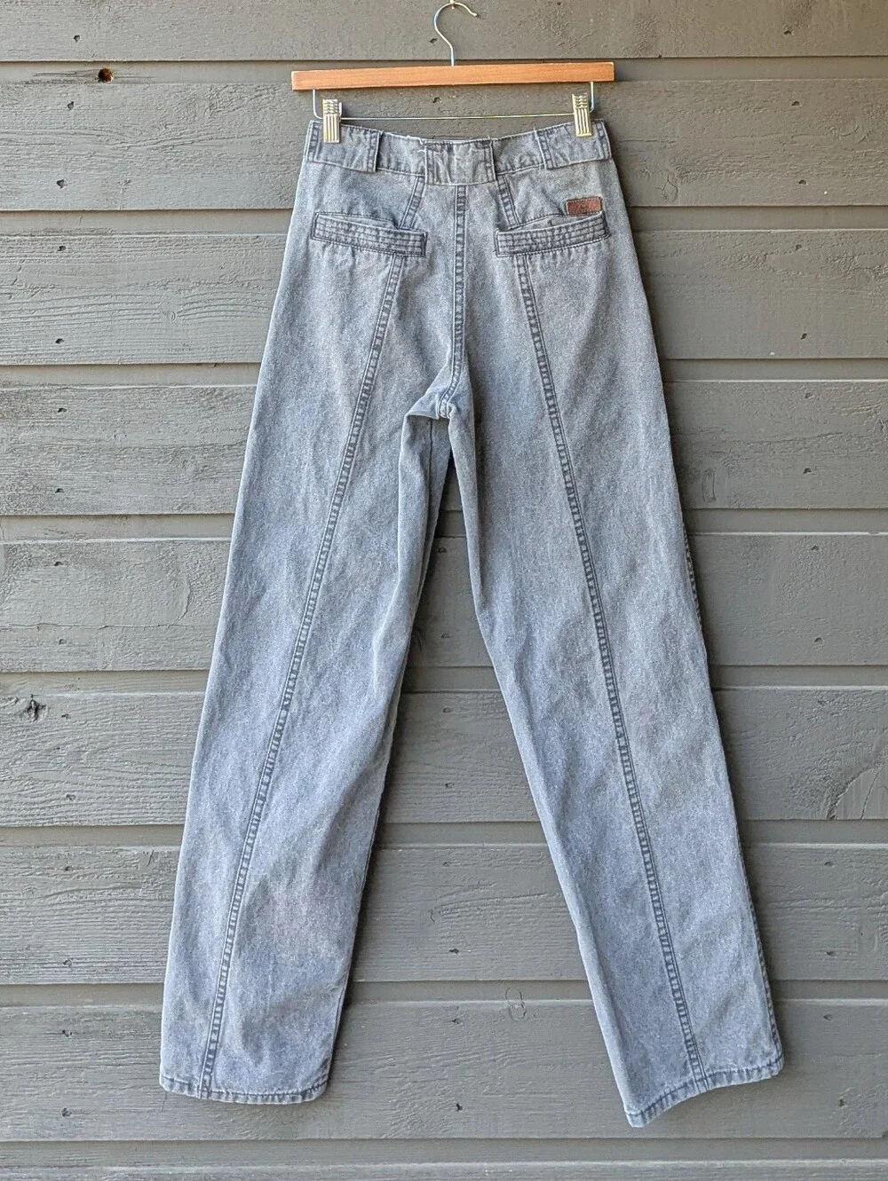 VTG 80s Cotler Patch Pocket Gray Straight Leg Denim Pants Size 27 Military